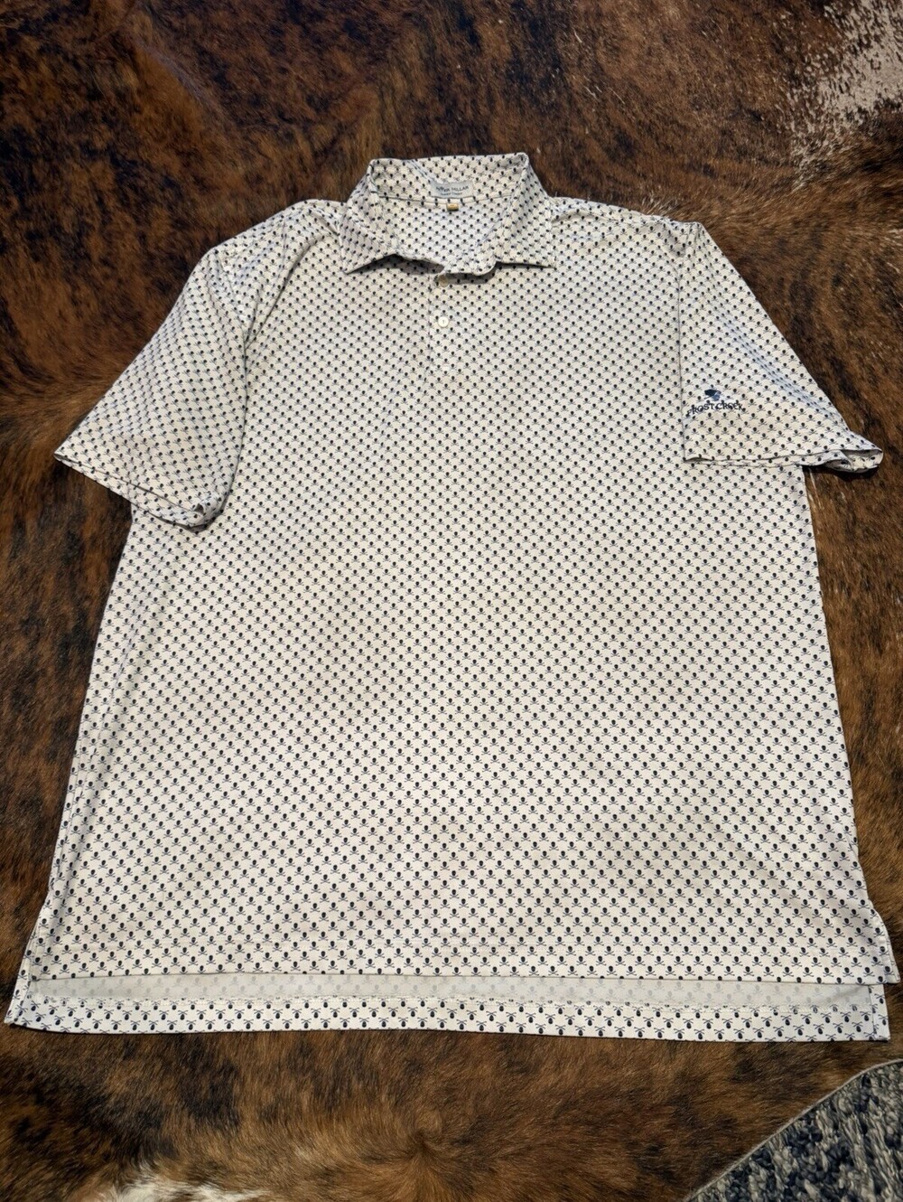 Peter Millar Summer Comfort Skull & Crossbones Performance Polo Men XL Frost GC